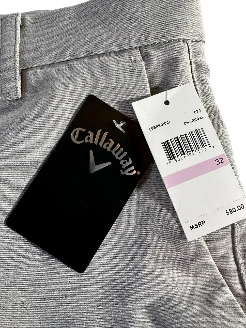 NWT Callaway Men’s Gray Flat-Front Golf Shorts 32